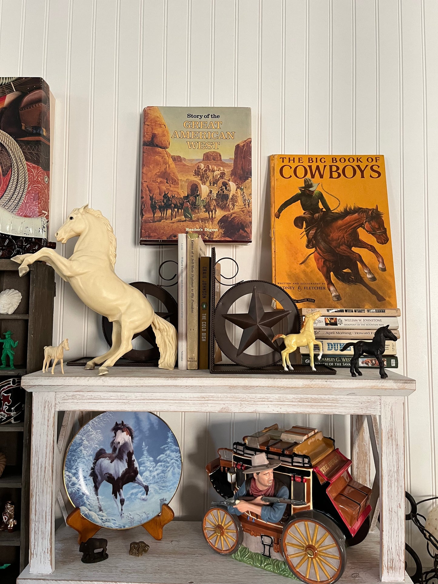 Vintage Cowboy Rustic Lone Star Emblem Metal Bookends Set of 2