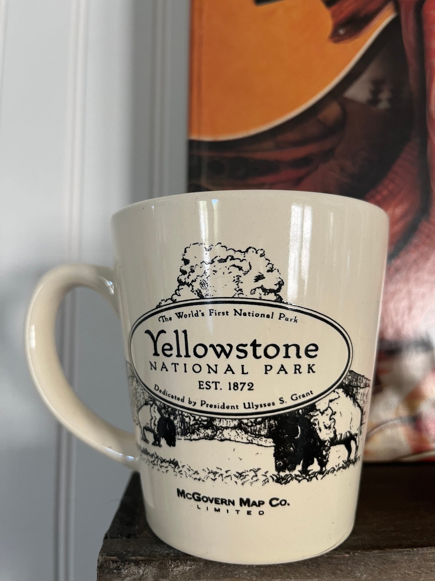 Vintage McGovern Outdoor Yellowstone National Park Map Mug - 12 oz Ceramic Mug