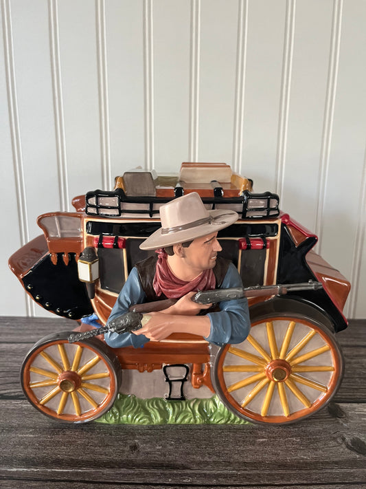 Vintage Cowboy Americana John Wayne Limited Edition Stagecoach Cookie Jar