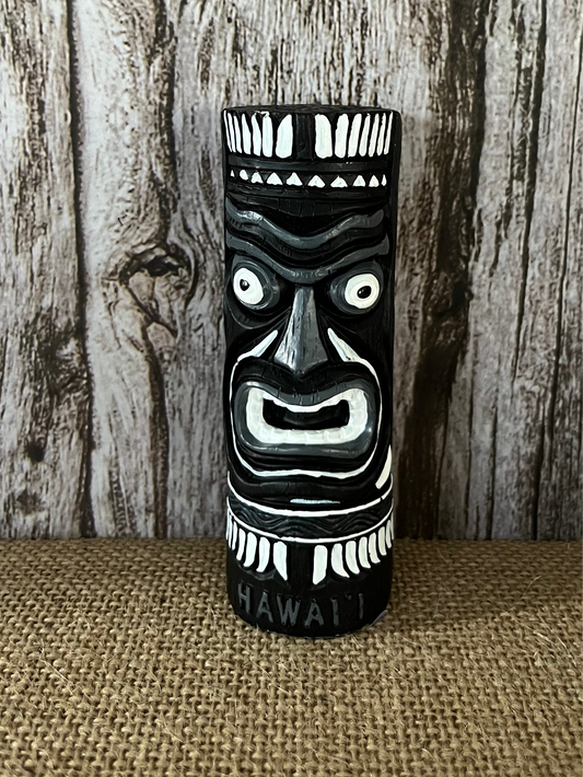 Vintage Chiefly Tiki Totem Statue 4” Black & White Hawaiian Souvenir