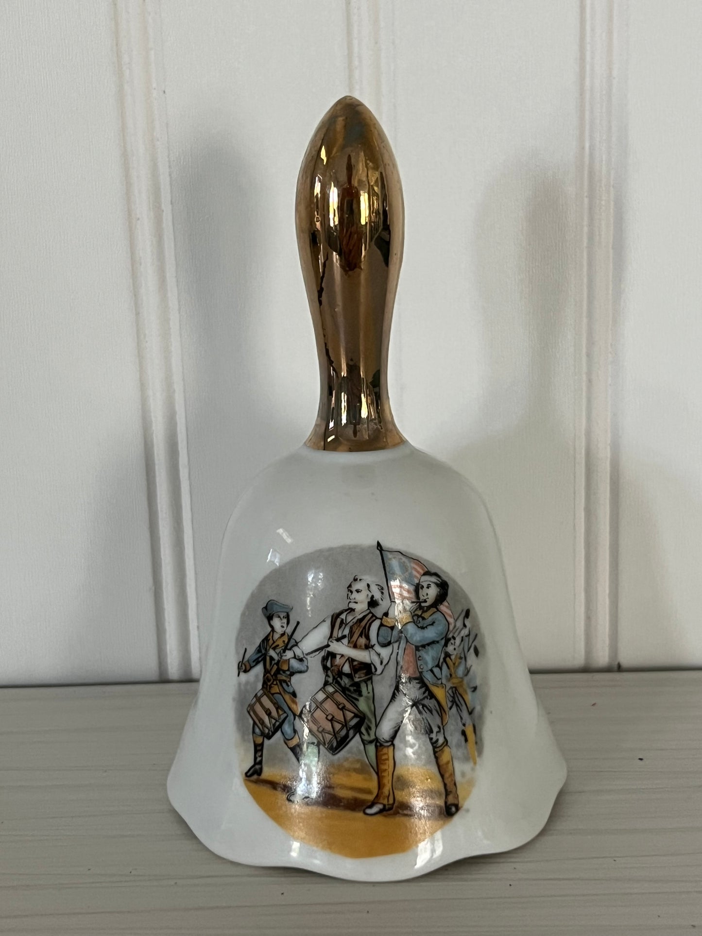 Vintage 1970’s American Revolution Bicentennial Porcelain Collectors Bell - The Spirit of 76 Collectible 6”x3”