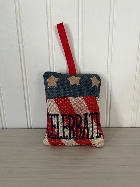 Vintage Patriotic Needlepoint Doorknob Hanger - Celebrate Red, White, and Blue with Stars - Handmade USA Decor