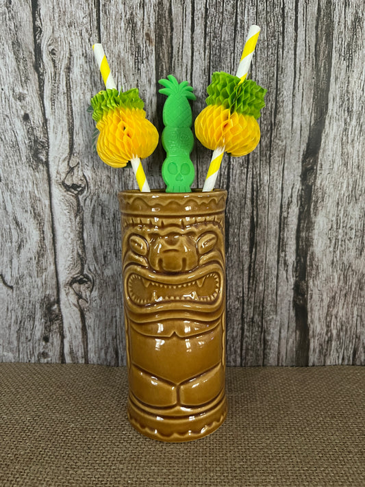 Chiki Tiki Brown Ceramic Mug Souvenir Tumbler  Aloha Polynesian Island Fusion Fun Lenny by Archie McPhee