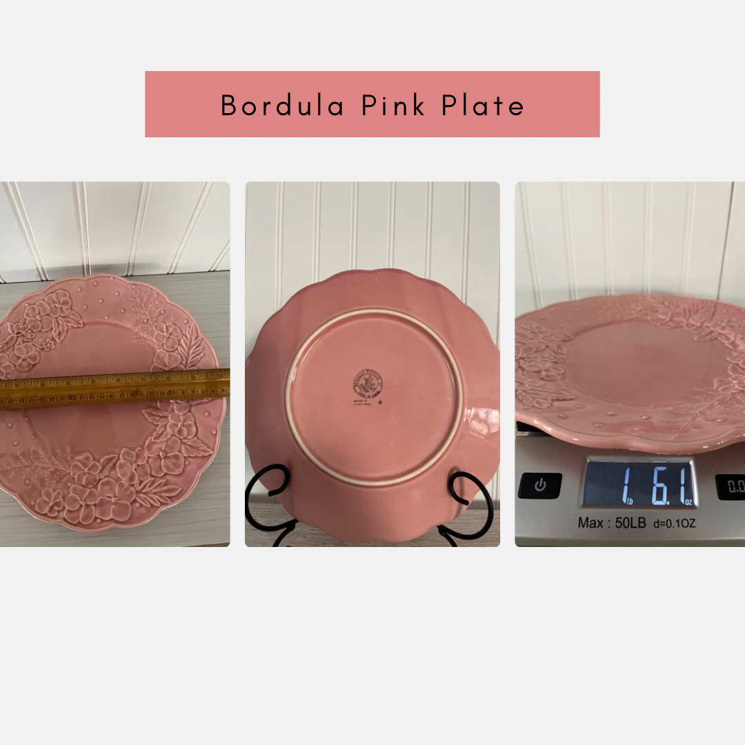 Vintage Bordallo Pinheiro Ingrid Pink Majolica Dinner Plate - Made in Portugal