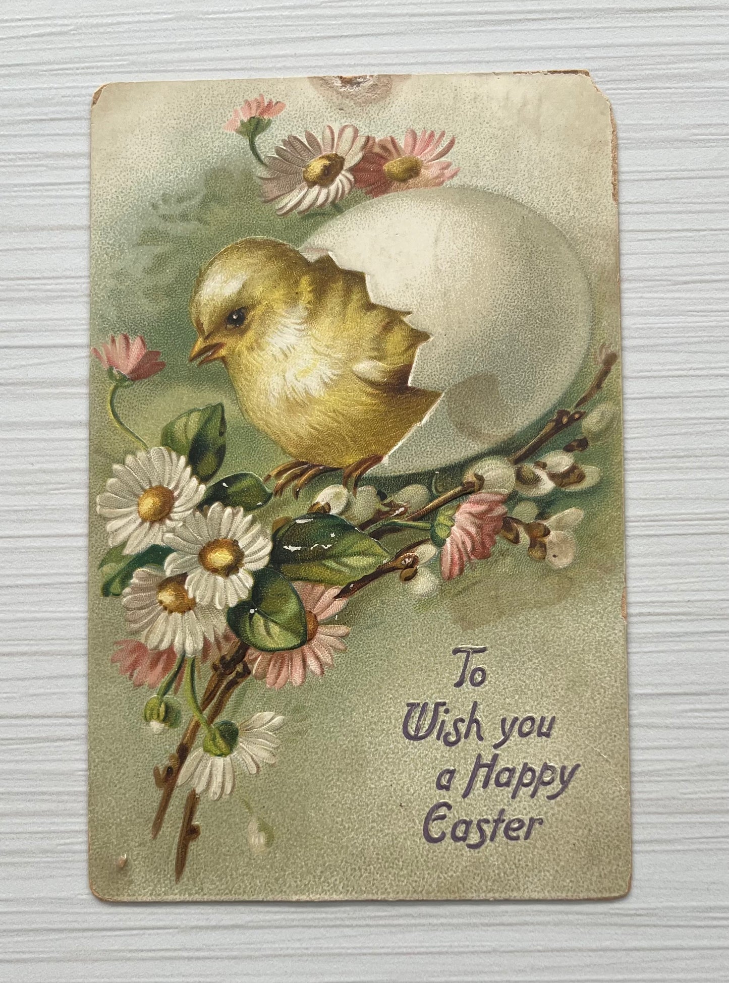 Charming Antique Easter Postcards in Vintage Wood Frames - Set of 3