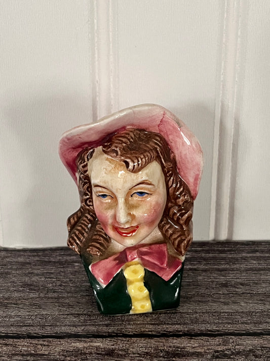 Vintage 1960s Ceramic Cowgirl Salt Shaker - Retro Kitchen Decor”