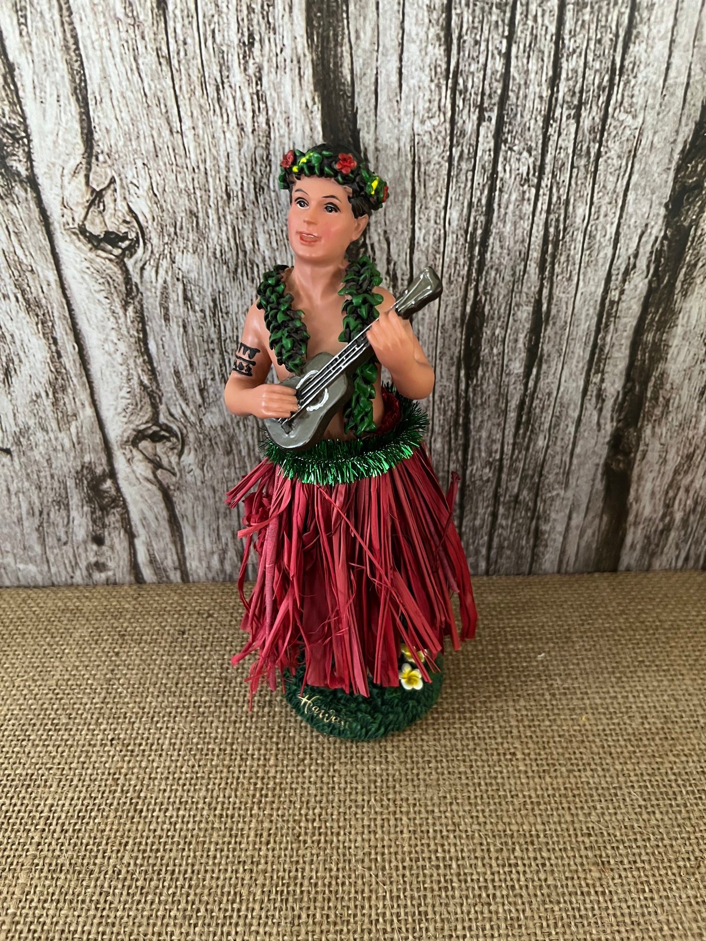 Aloha Hawaiian Hula Kane Bobble Dancer Playing The Ukulele