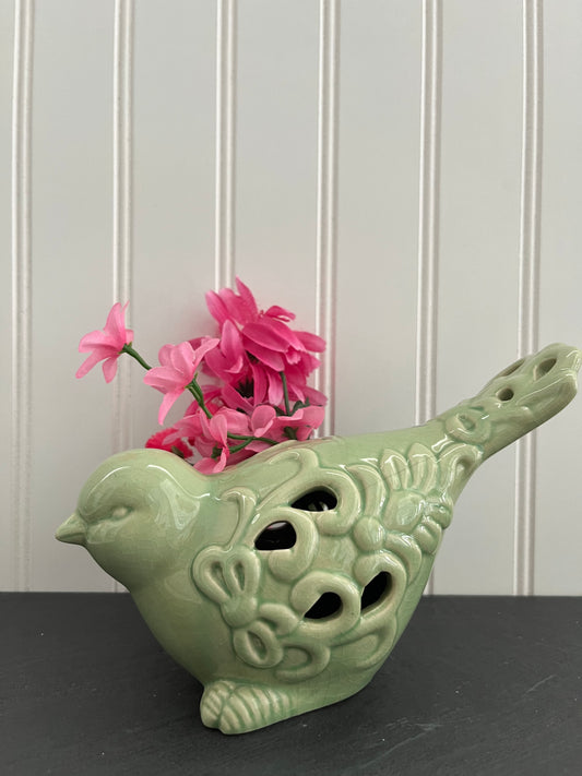 Ceramic Decorative Bird Potpourri Sachet Fragrance Holder - Green