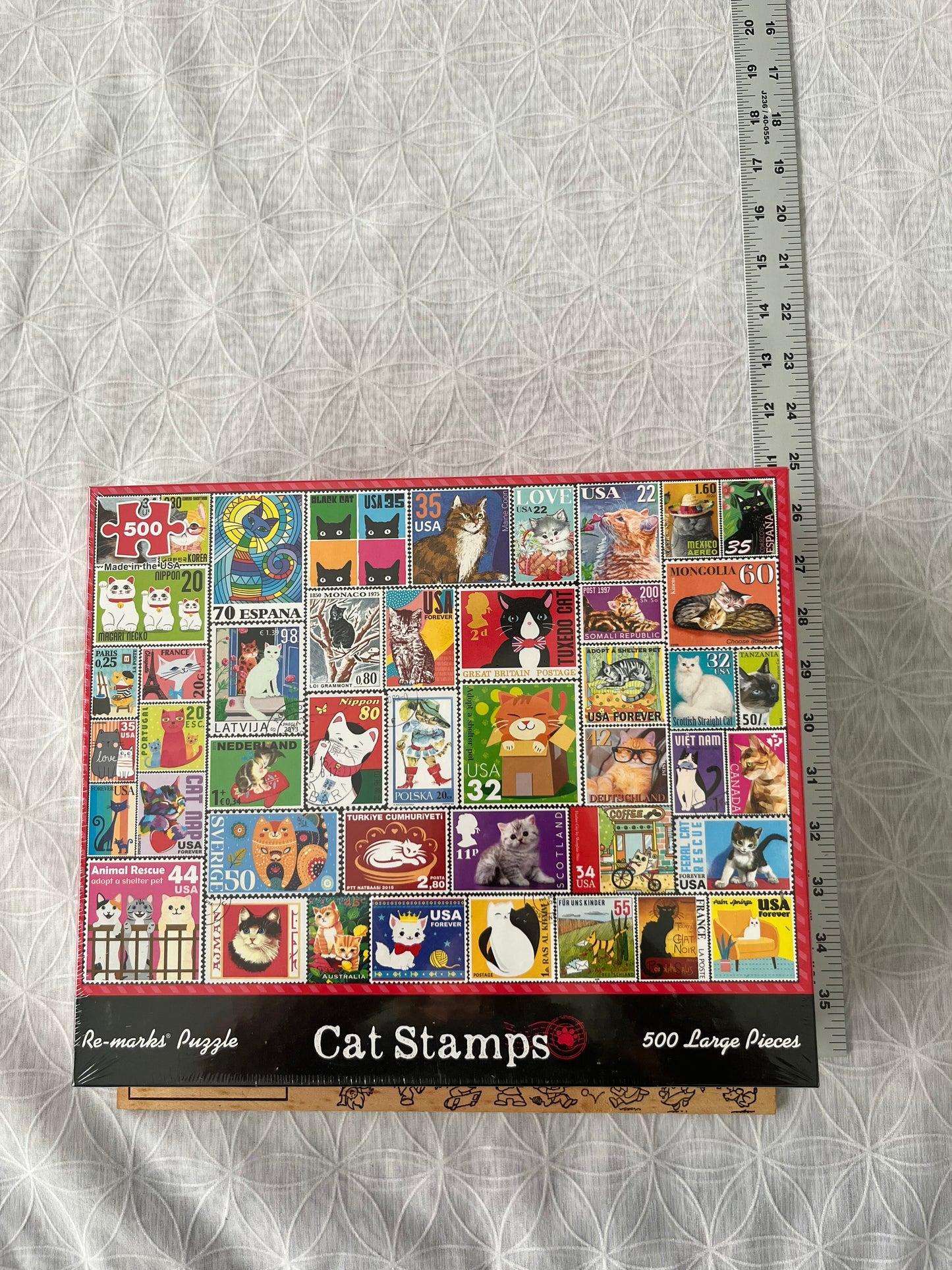 Cat Stamps Collage 500 Large Piece Jigsaw Puzzle