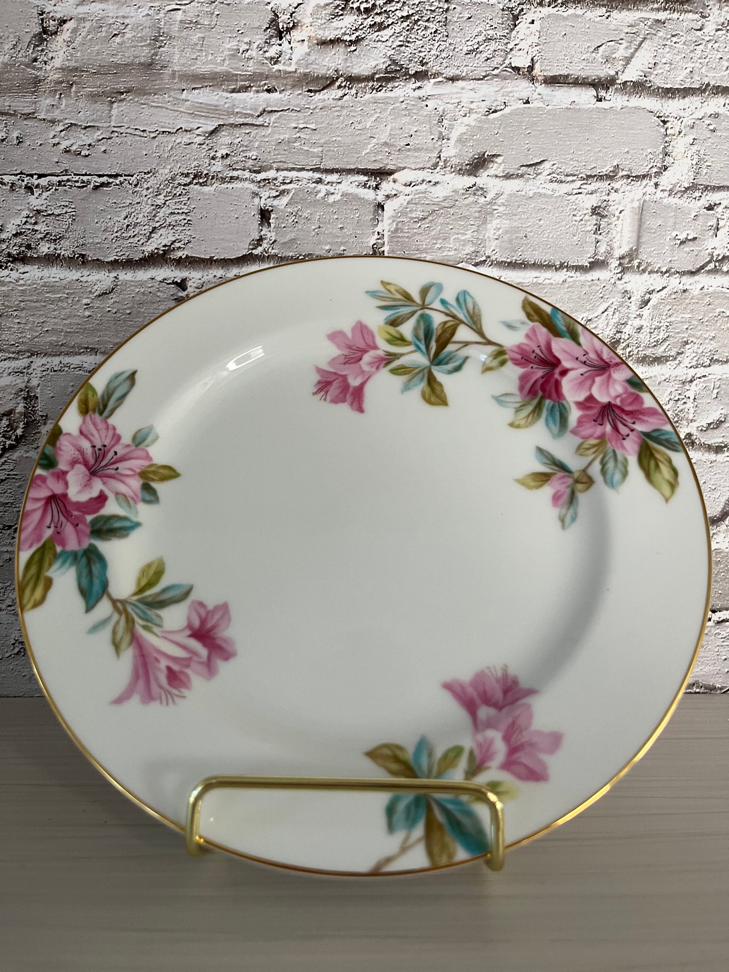 Vintage 1950s Noritake Azalea Salad Plate – M Japan 5148 Stamp, Pink Floral Bone China with Gold Trim