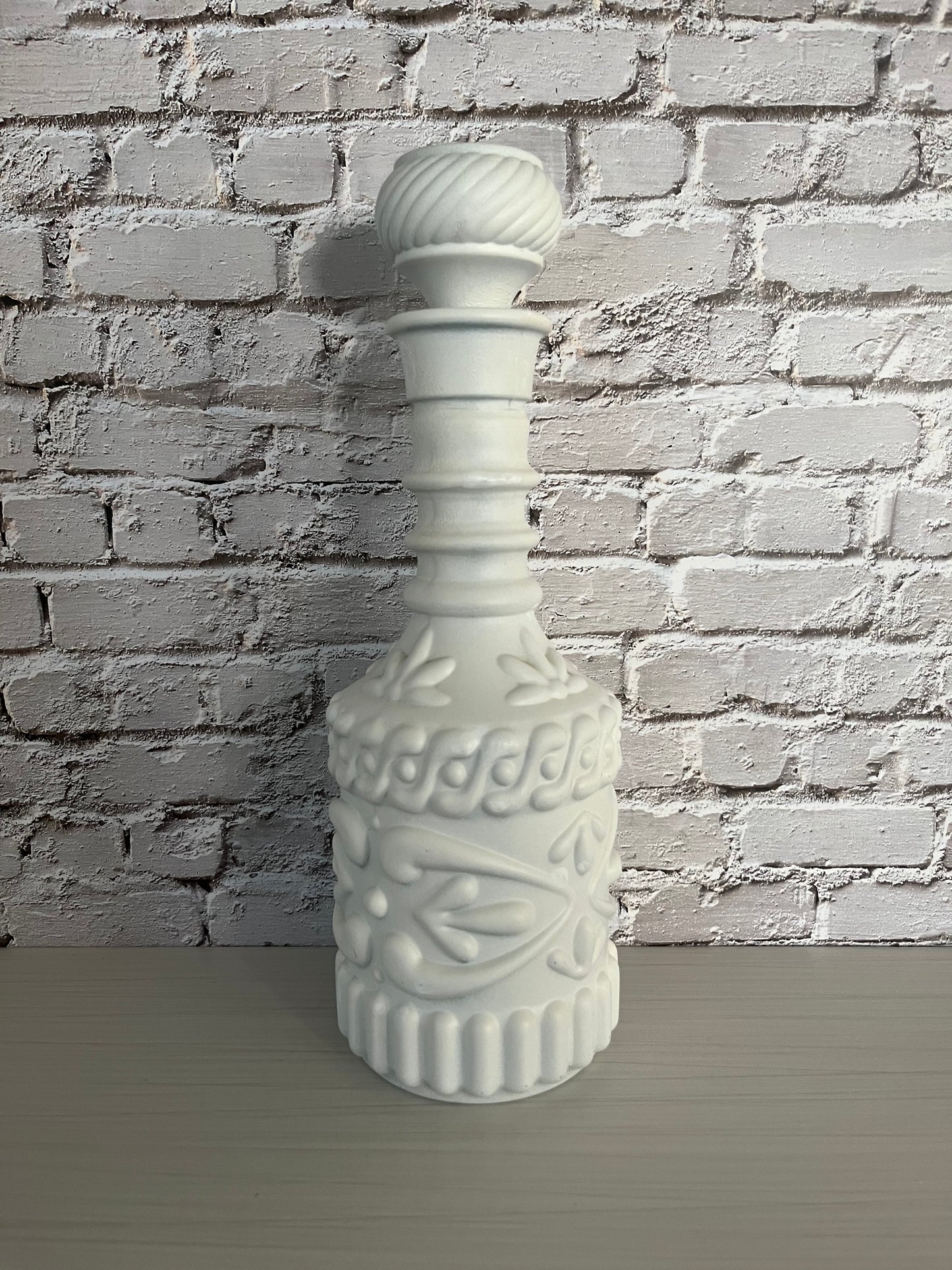 1970s Jim Beam Milk Glass Decanter – Rococo Revival Embossed Design