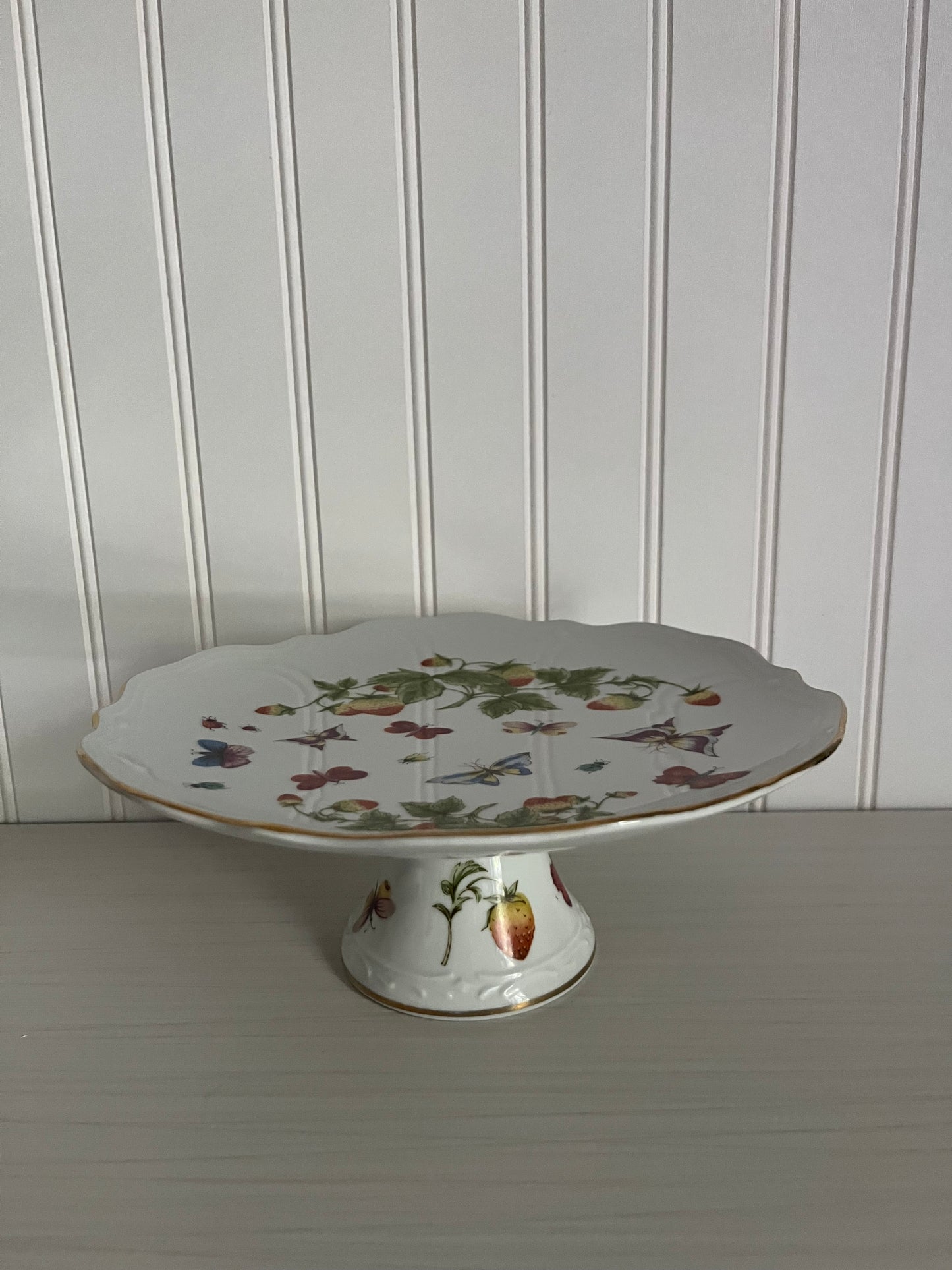 1970’s Lenwile Ardalt “Springtime” Strawberries & Butterflies Porcelain Cake Tray