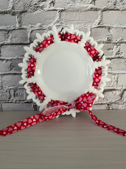 Vintage Westmoreland Milk Glass Ribbon Plate - Fleur De Lis Design 7.5” Mid Century Lunch Plate