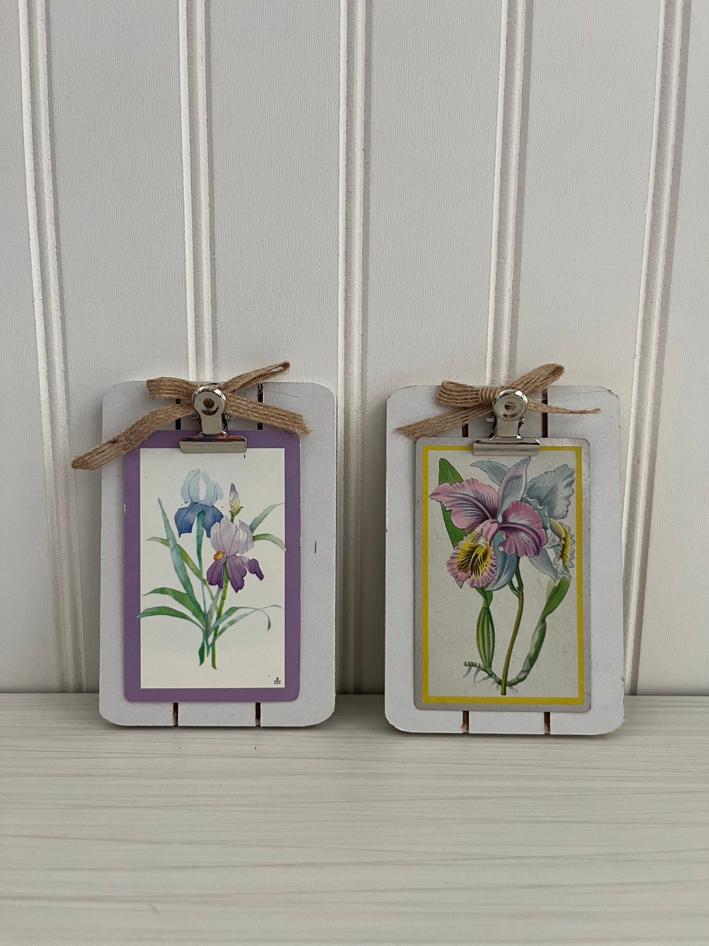 2 1970’s Vintage Botanical Single Playing Cards - Purple Pink Lavender/Blue Orchid and Iris Design