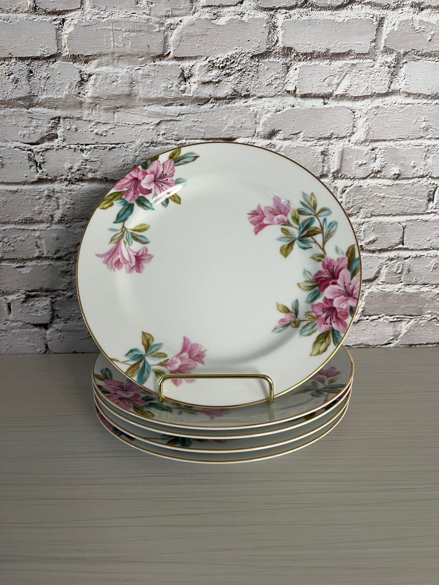 Vintage 1950s Noritake Azalea Salad Plate – M Japan 5148 Stamp, Pink Floral Bone China with Gold Trim