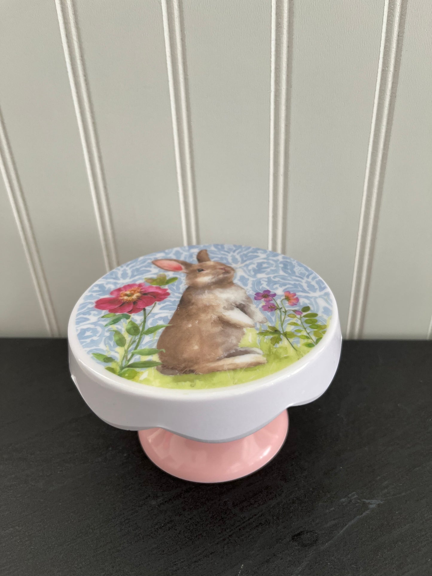 Bunny Rabbit Cupcake Stand: Plastic Spring Easter Pedestal Plate