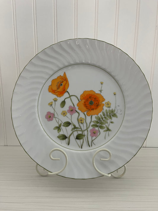 Beautiful Vintage BRISTOL FINE CHINA Deborah Orange Poppy Dinner Plate