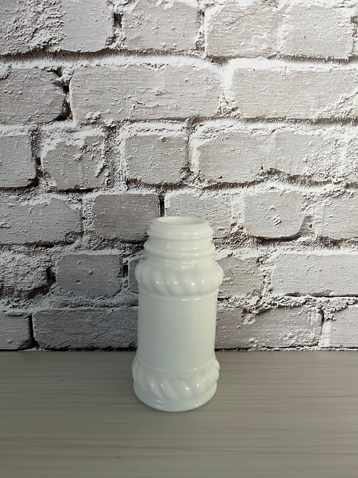 Vintage 1950s-60s  Milk Glass Farmhouse Rope Spice Shaker | White Milk Glass