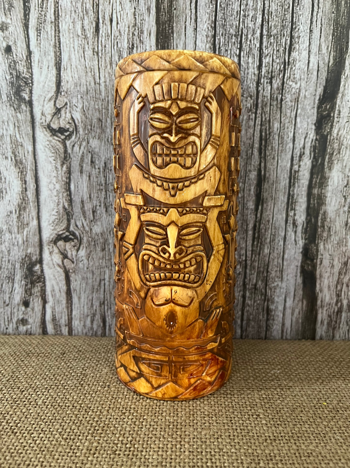 Whirley Drink Works Tiki Cup Tumbler  6.5” Detailed Plastic, Party Cup Swizzle Stick Holder, Aloha Tiki Barware Decor, Nostalgic 
Cruise Souvenir