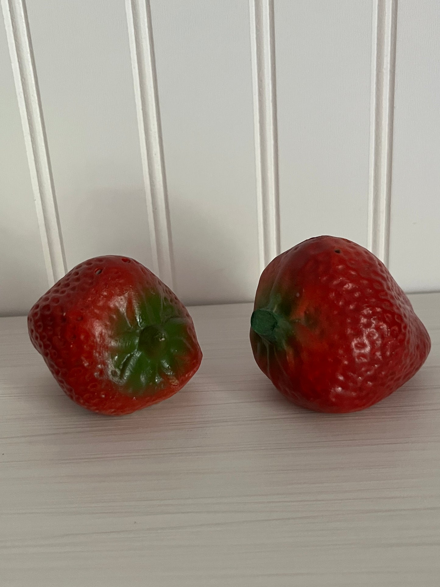 Vintage 1980s Ceramic Large Strawberries Salt and Pepper Shakers -