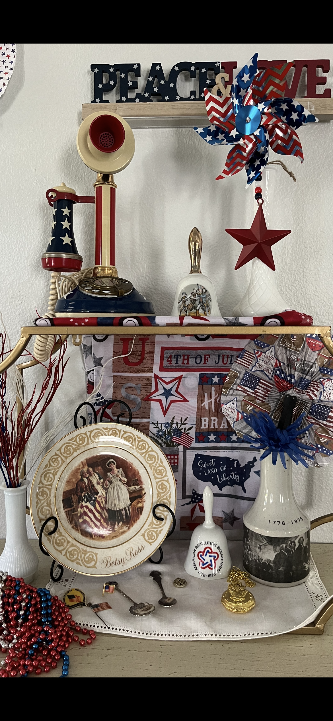 Curated Collection of Vintage and Patriotic Memorabilia: American Flag Pins, Boy Scouts Slide, and More