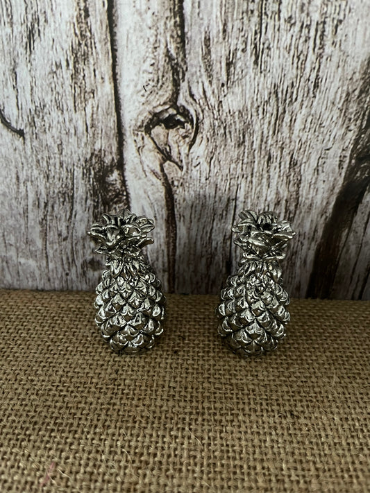 Vintage 1970 Silver-Plated Pineapple Salt & Pepper Shaker Set - Aloha Tiki Islands Fusion