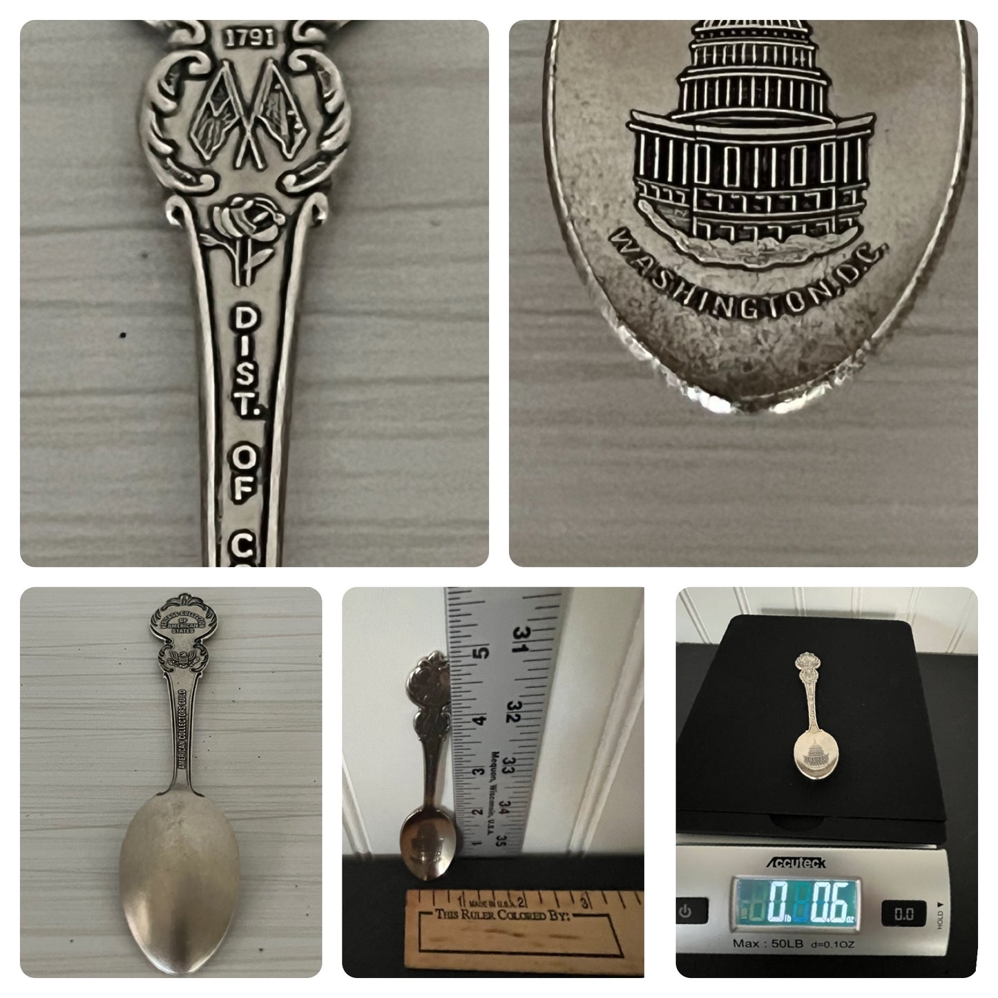 Vintage Washington DC Souvenir Spoon - American Collectors Guild Heritage Collection, 4.5” Silver Collectible