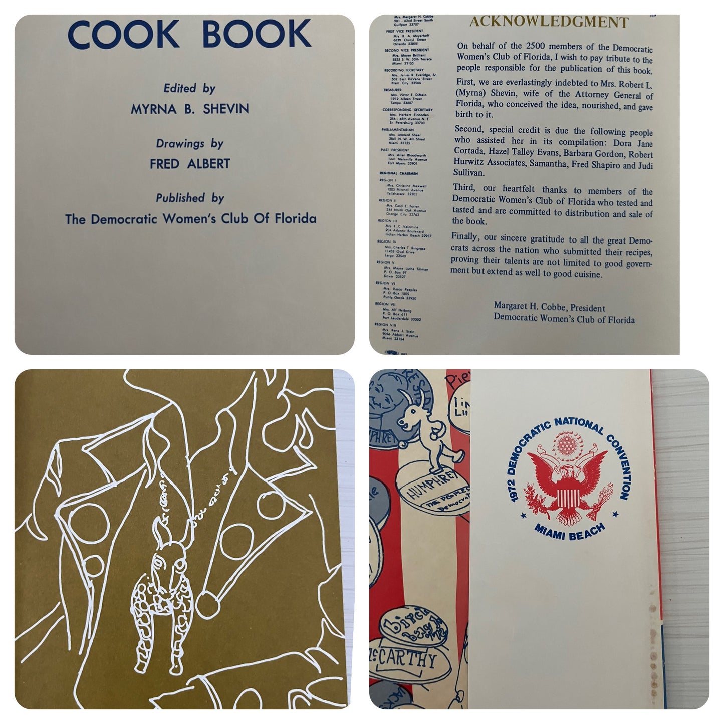 Vintage 1973 Democratic Caucus Cook Book - Democratic Women’s Club of Florida, Hardcover