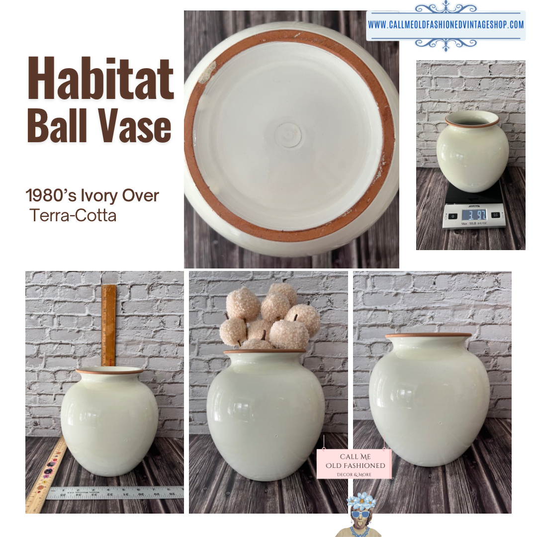 Minimalist Chic Habitat Ball Vase – Ivory on Terra Cotta (8”)