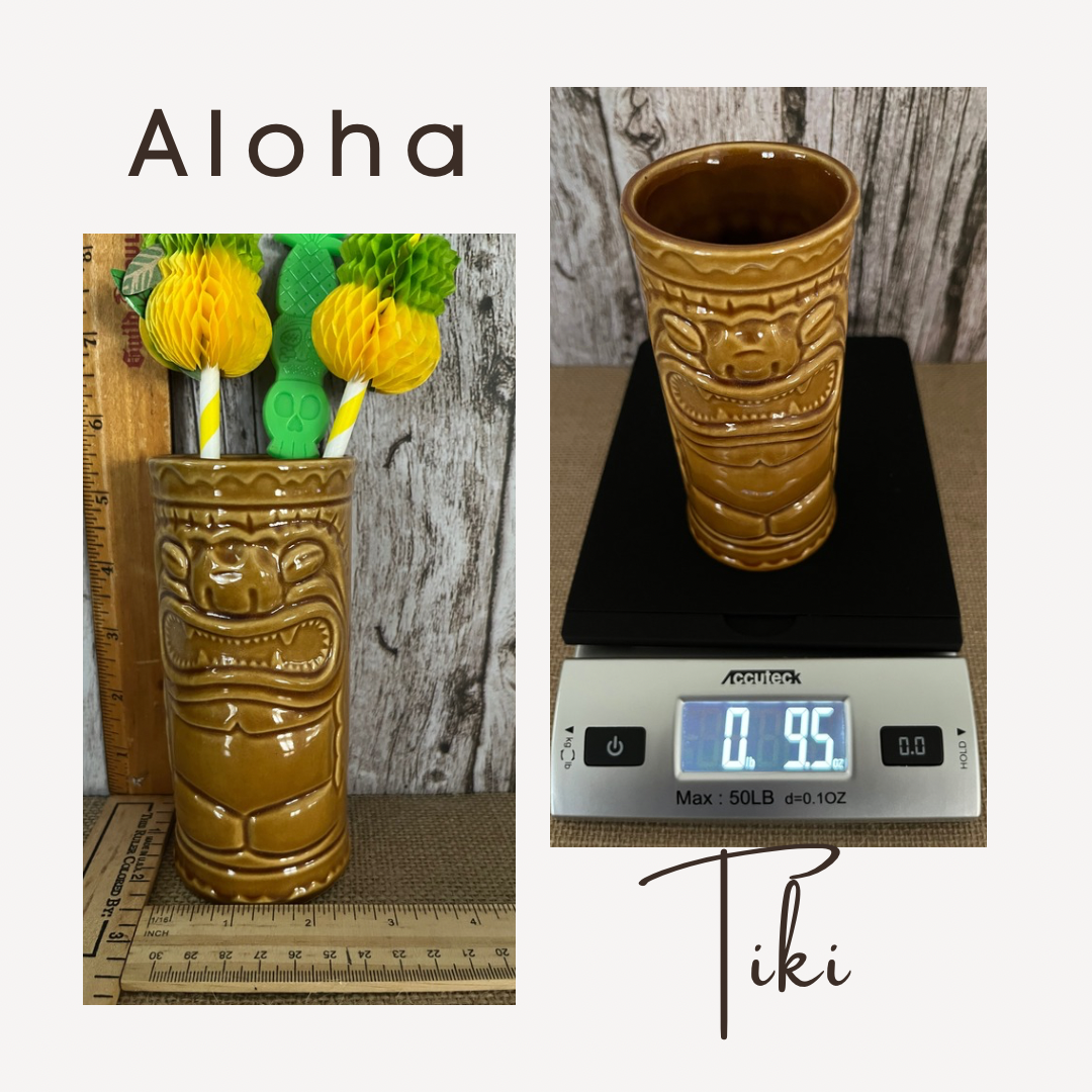 Chiki Tiki Brown Ceramic Mug Souvenir Tumbler  Aloha Polynesian Island Fusion Fun Lenny by Archie McPhee