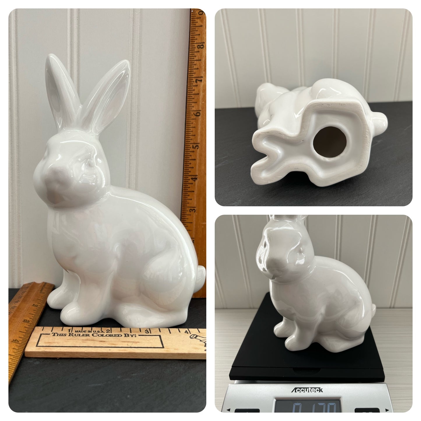 Vintage Inspired Sitting White Ceramic Bunny Rabbit - Charming Decor Accent