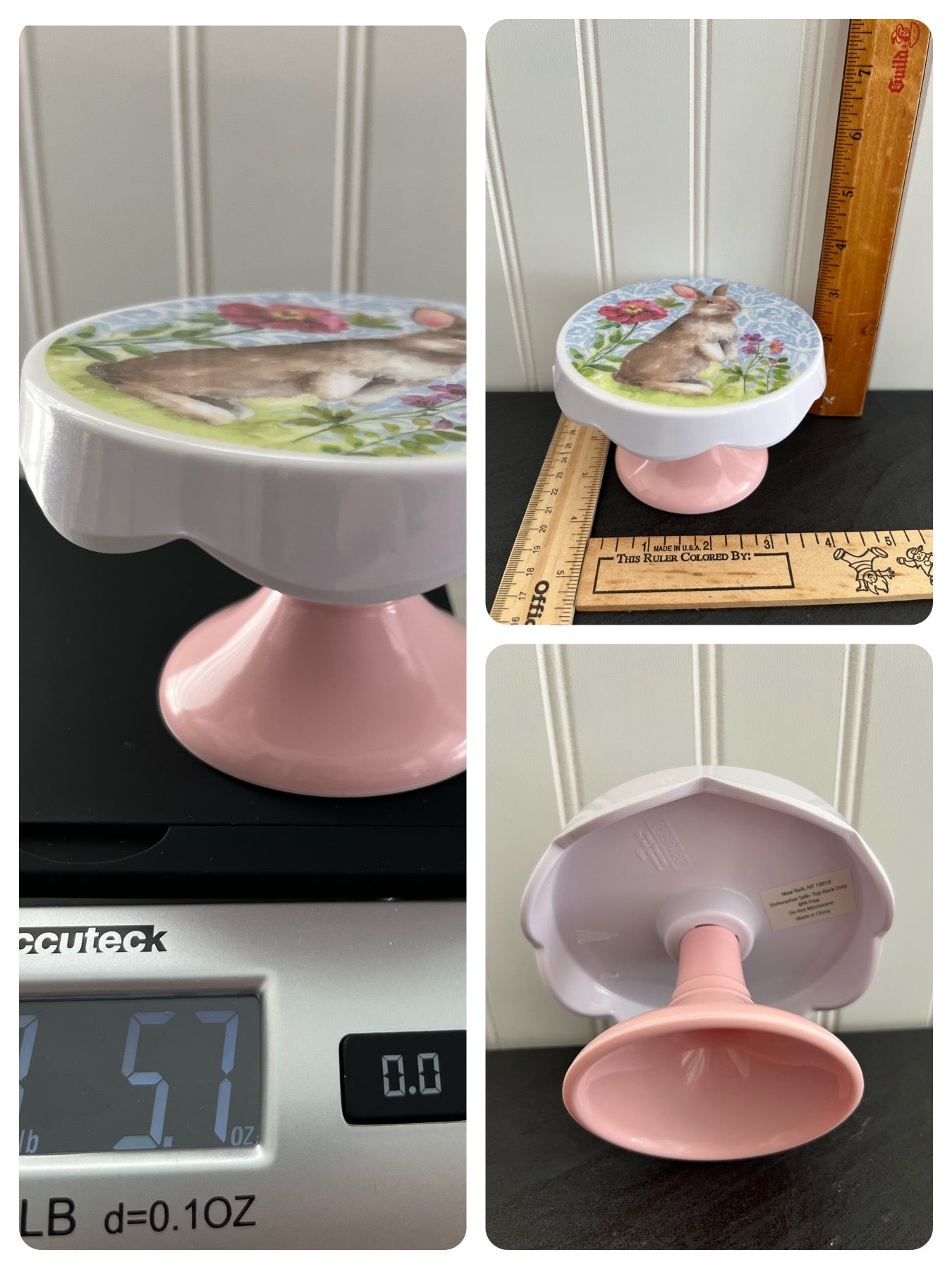 Bunny Rabbit Cupcake Stand: Plastic Spring Easter Pedestal Plate