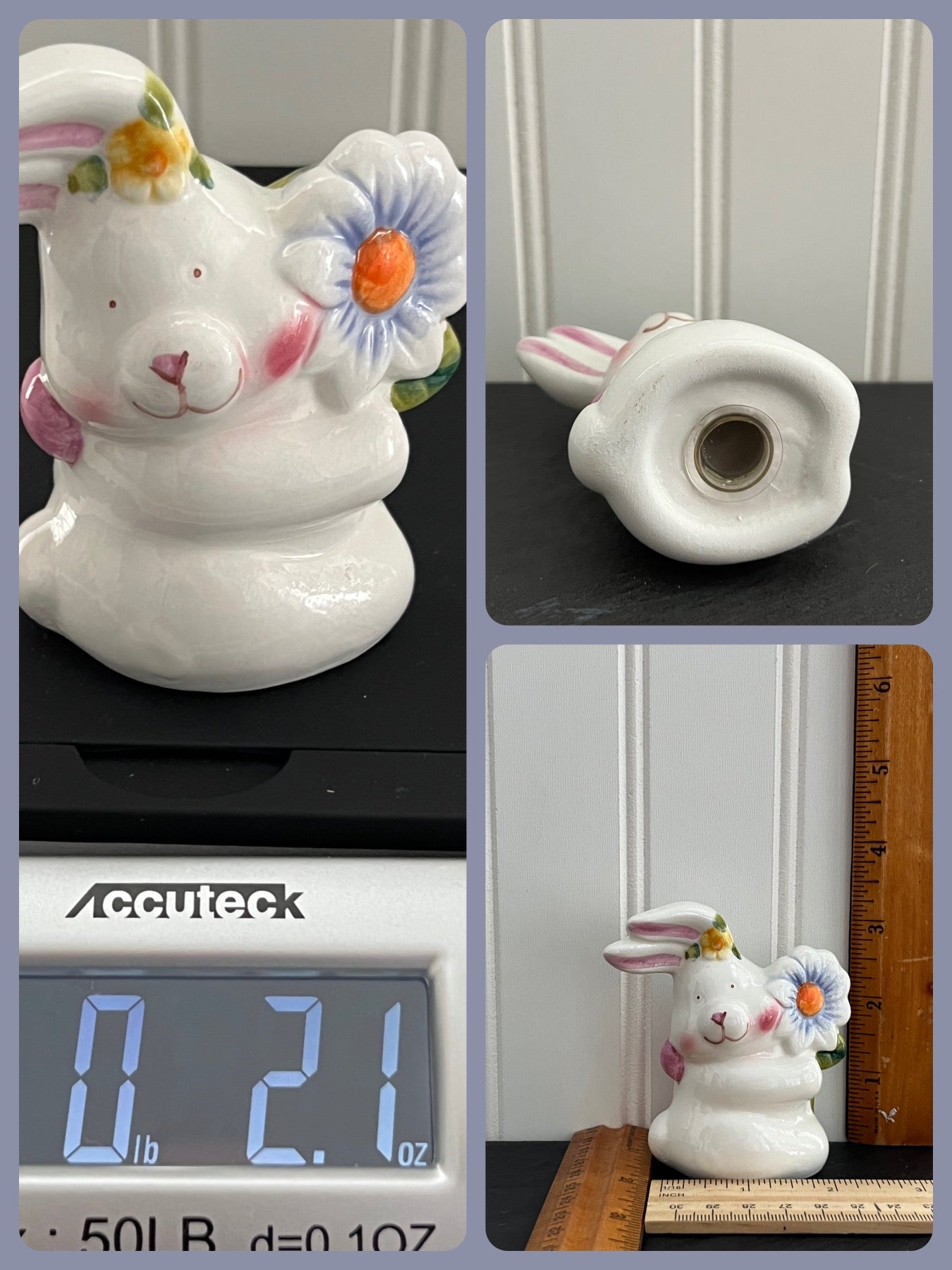 Ceramic Cute Flower Pot & Bunny with Flower Salt & Pepper Shaker Set