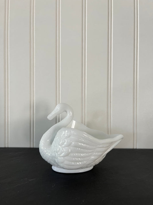 Vintage Imperial Milk Glass Open Swan Trinket