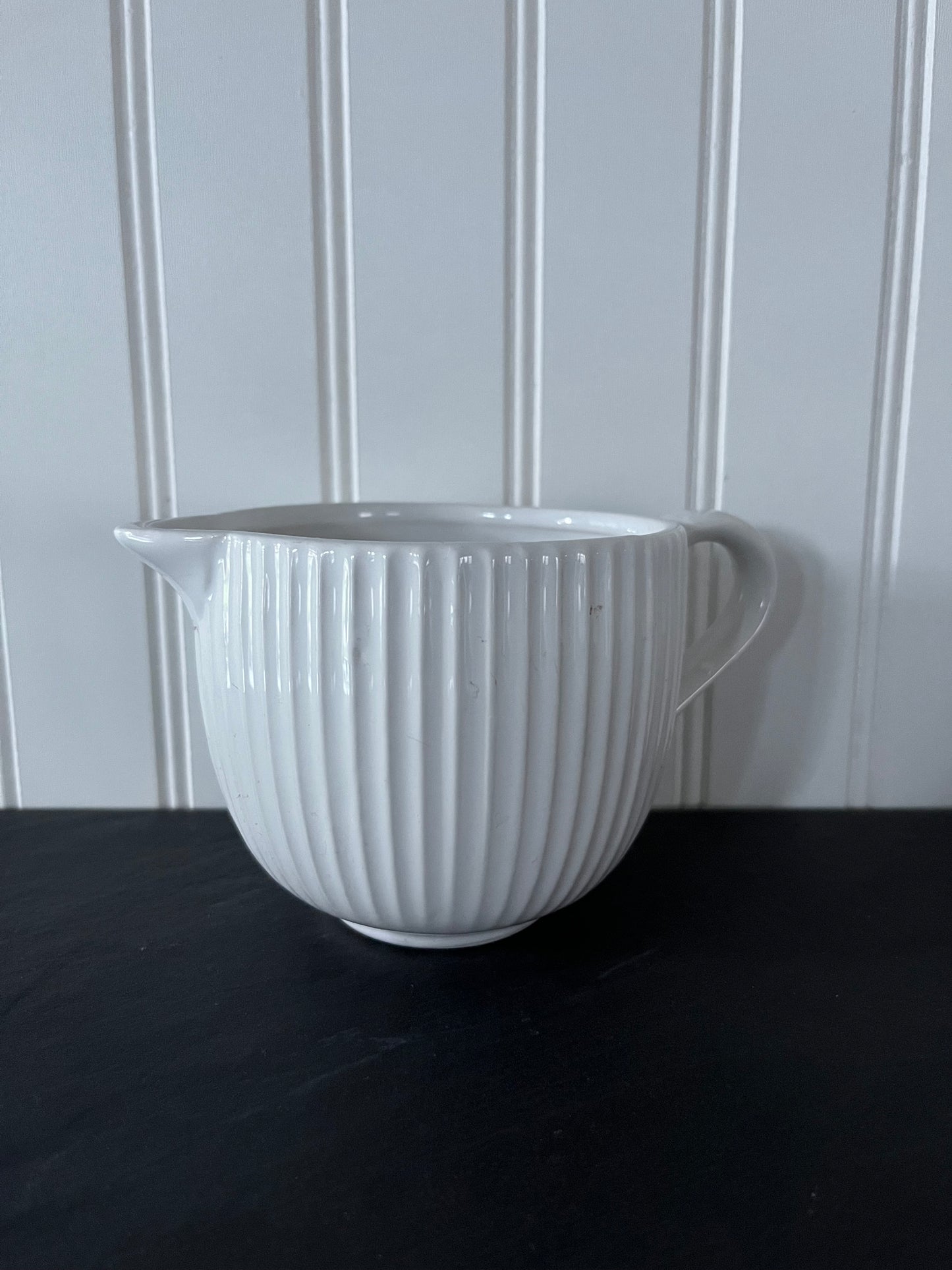 Vintage Inspired Contemporary Modern Creamer Serveware - White Ceramic with Classic Column pattern - Table Elegance with Simplicity