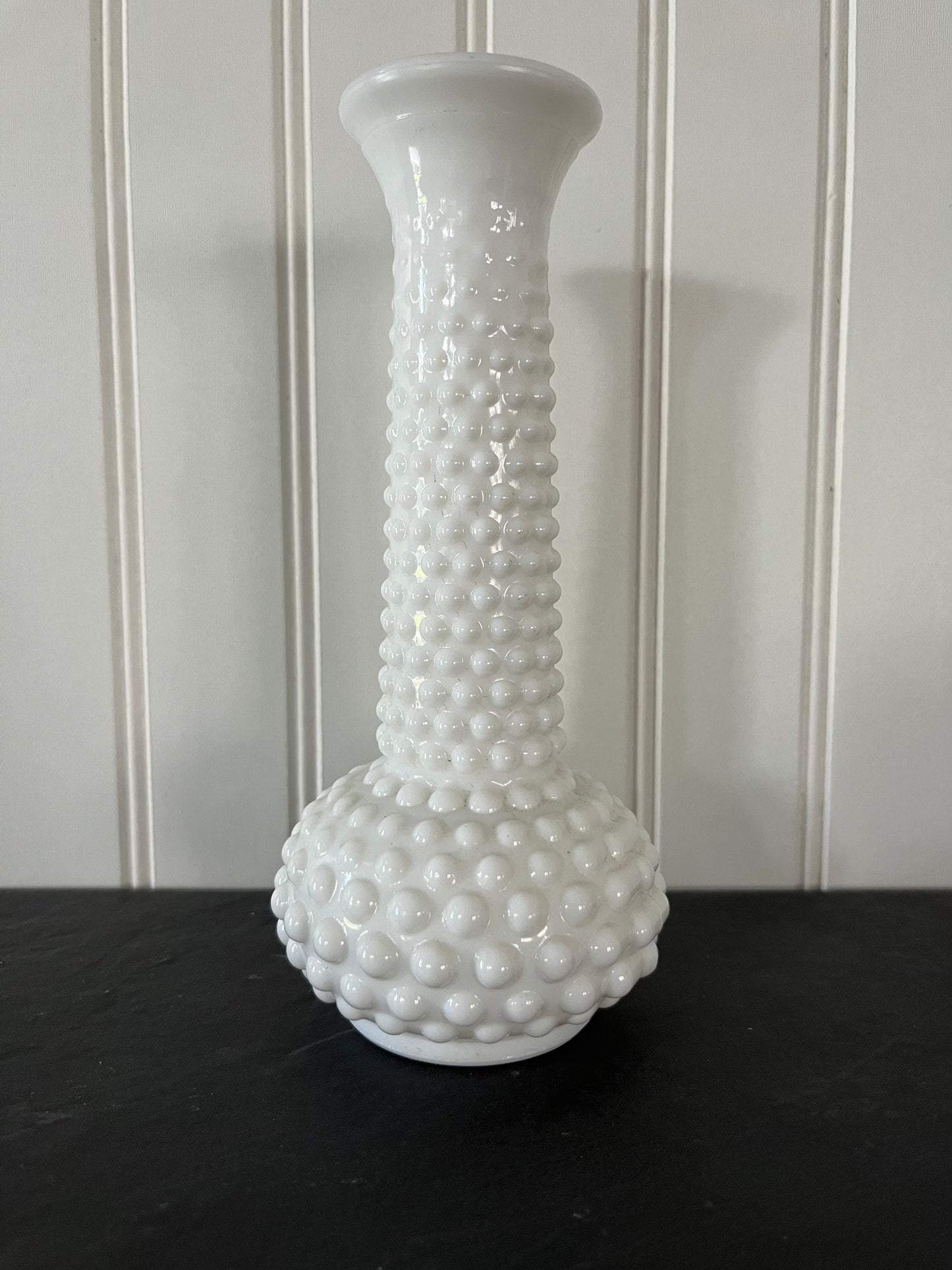 Vintage 1950’s EO Brody Co. White Milk Glass Hobnail Bud Vase