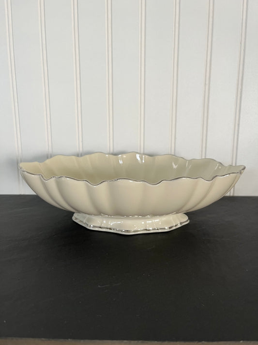 Vintage Lenox Symphony Pattern Centerpiece Bowl - Platinum/Silver Trim - 11" Width - Elegant Decor