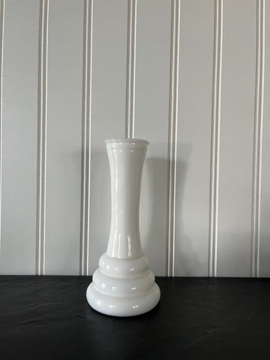 Vintage Randall White Milk Glass Art Deco Bee Hive Bud Vase - 6" High