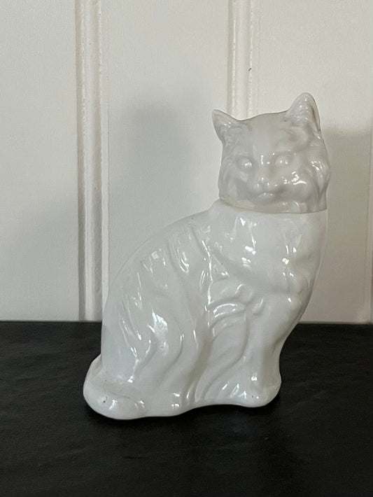 Vintage Avon White Milk Glass Persian Kitty Cat Perfume Bottle (1970s) - Collectible Home Décor